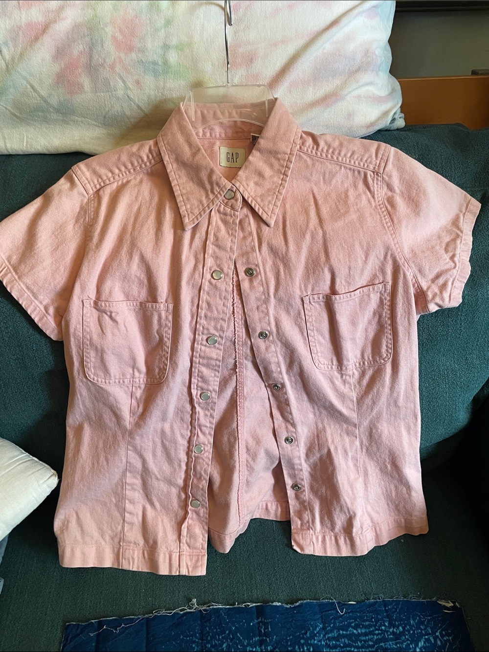 GAP Pink Short-Sleeve Button-up Shirt